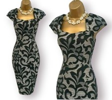 Karen Millen Stunning Grey Black Lace Effect Wiggle Pencil Occasion Dress UK 8