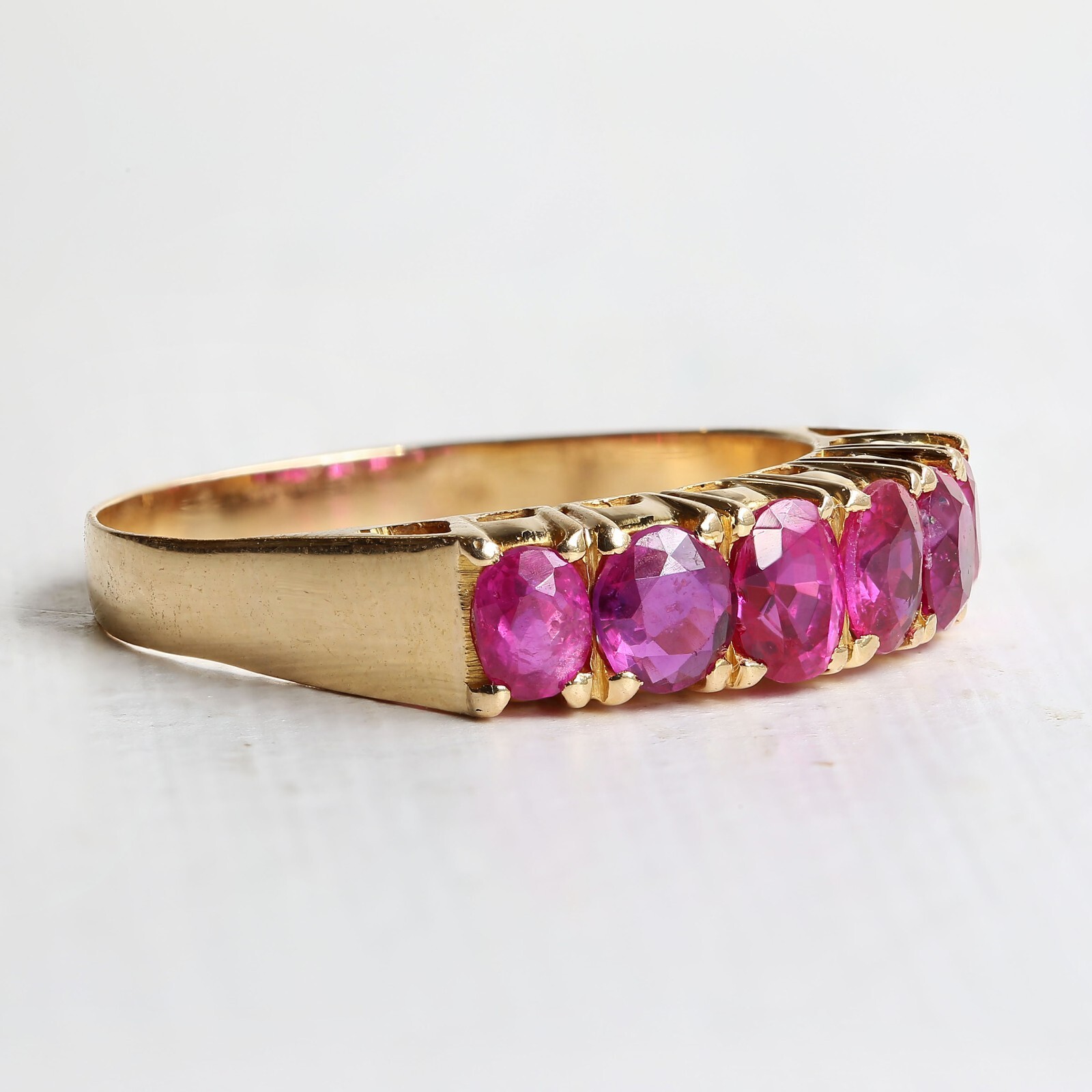 Gold Ruby Ring - 14ct Yellow Gold Ruby Diamond 6 … - image 4