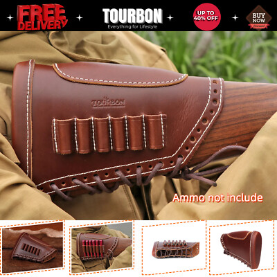 TOURBON Leather Rifle Stock Recoil Pad Cheek Rest Ammo Holder-Special Offer