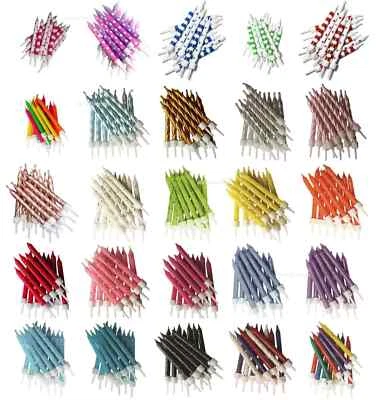 ANNIVERSARY HOUSE Cake Candles Metallics Glitter packs of 12 candles with holders, 18 colours