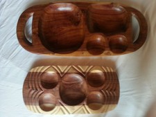 Coppia (2) VASSOI Etnici in legno massiccio