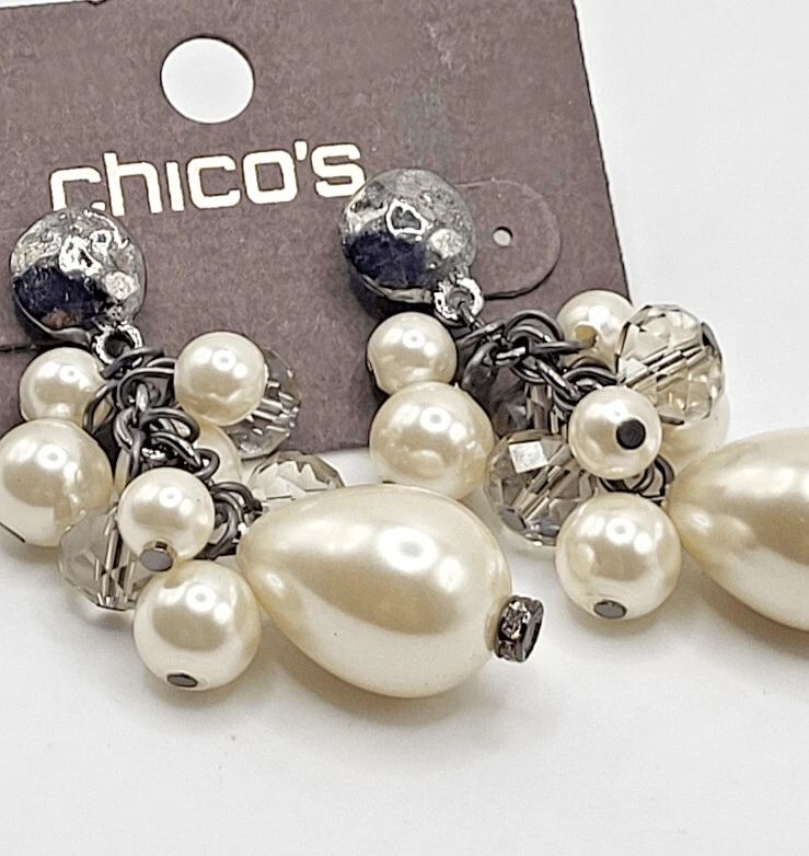 Nuevos Con Etiquetas Pendientes Chico Perla Simulada Cuelga Gota 2 pulgadas Foto 2 de 2