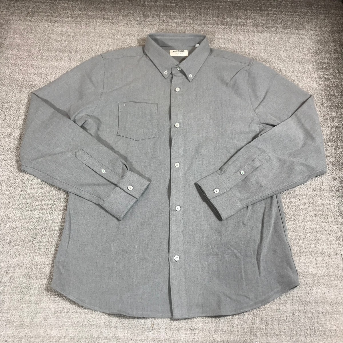 Linksoul Shirt Mens Large Button Up Gray Heavy Thick Casual Adult