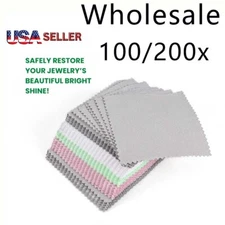 100/200Pcs Anti-Tarnish Silver Polishing Cleaning Cloth Cleaner Platinum Jewelry