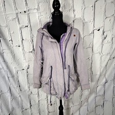 ELEMENT COATS Women's 8 Gray Purple Cinch Waist Hooded Jacket 100% Cotton Urban
