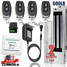 Door Access Control System, 2 Electric Magnetic Lock 600lb, 4 Remote Controls 