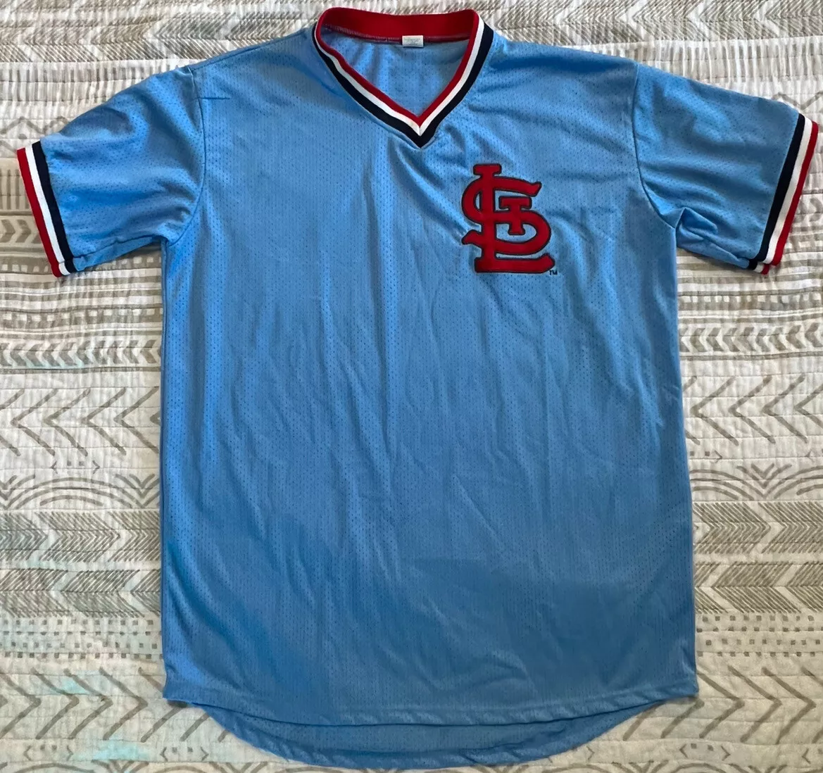 St. Louis MLB Baby Blue Mesh Cardinals Bayer Promotional Jersey Mens XL