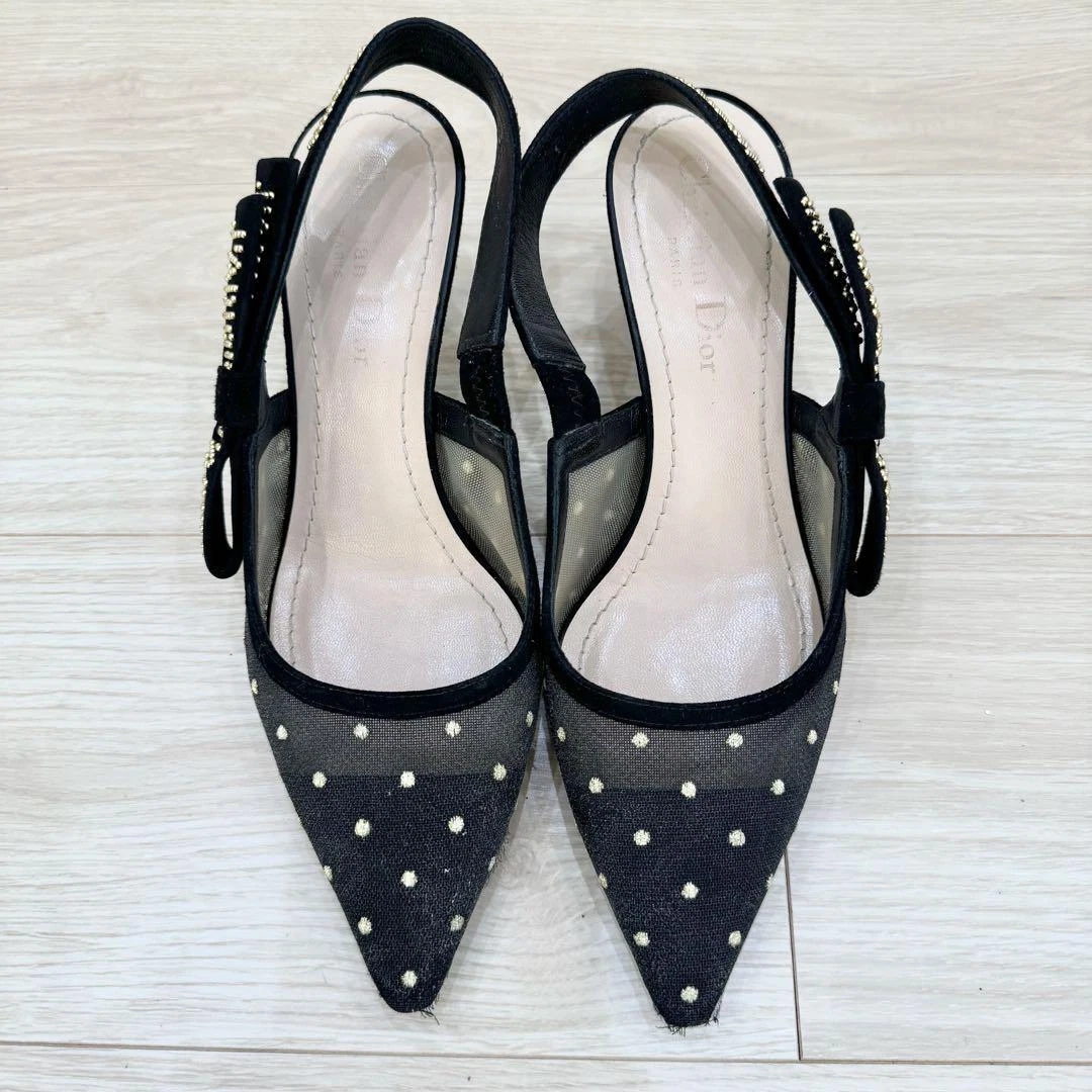 Christian Dior Chaussures Escarpins Talon J'ADIOR Dot Slingback EU 36 US 6 Noir Occasion Ex+