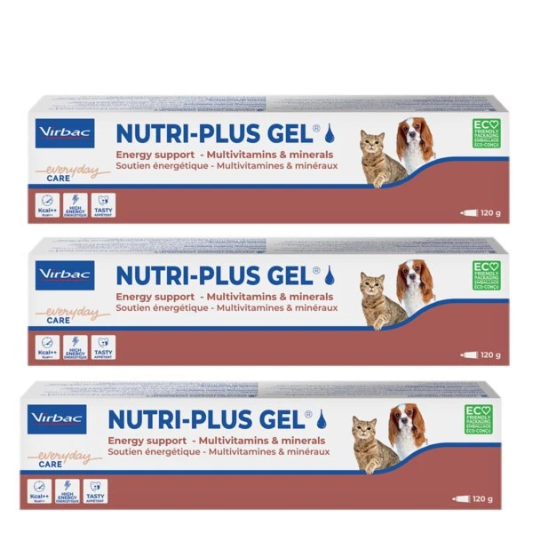 Nutri-plus Gel 3 x 120g zur Nahrungsergänzung Rekonvaleszenz Hund Katze virbac
