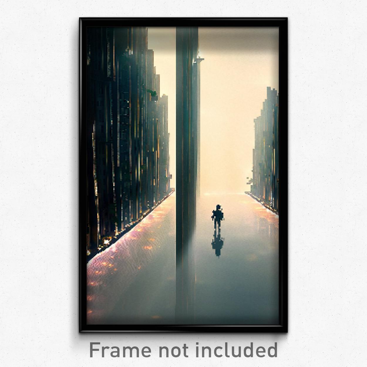 8-Bit Psychedelic Pixel Art Poster - Narrow Dream Trippy Gamer Print