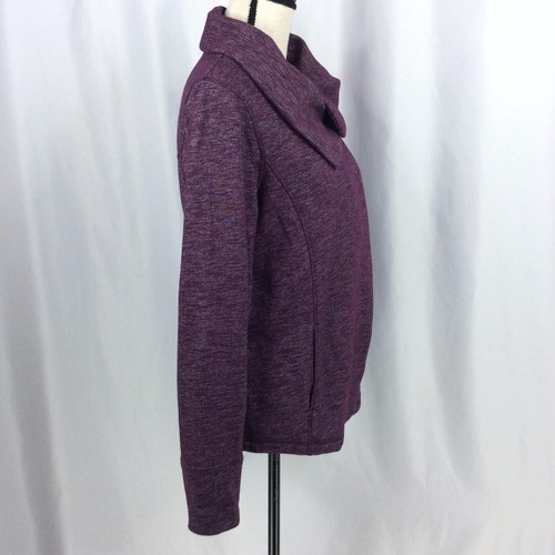 Eddie Bauer Sweatshirt Womens Size Large Cowl Neck Asymmetrical Open Mulberry - Picture 2 of 8