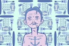 Sailor Rockabilly Surfer by Tom Vadakan Urban Tattoo Fine Art Print Hawaiian