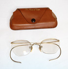 Antique AO Rimway Rimless Drill Mount Tinted Eyeglasses 1/10 12K GF Gold Filled