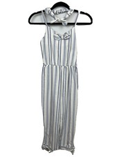NEW Jessica Simpson Girls 14 White Blue Striped Romper Cropped w/Headband Bow CQ