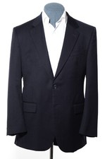 39R Classic-Fit Jos A Bank Travelers Black Worsted-Wool Two-Button Blazer Jacket