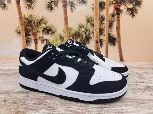 Nike Dunk Low Retro SE Suede Panda Black White FQ8249-100 Men's Size 9 NEW