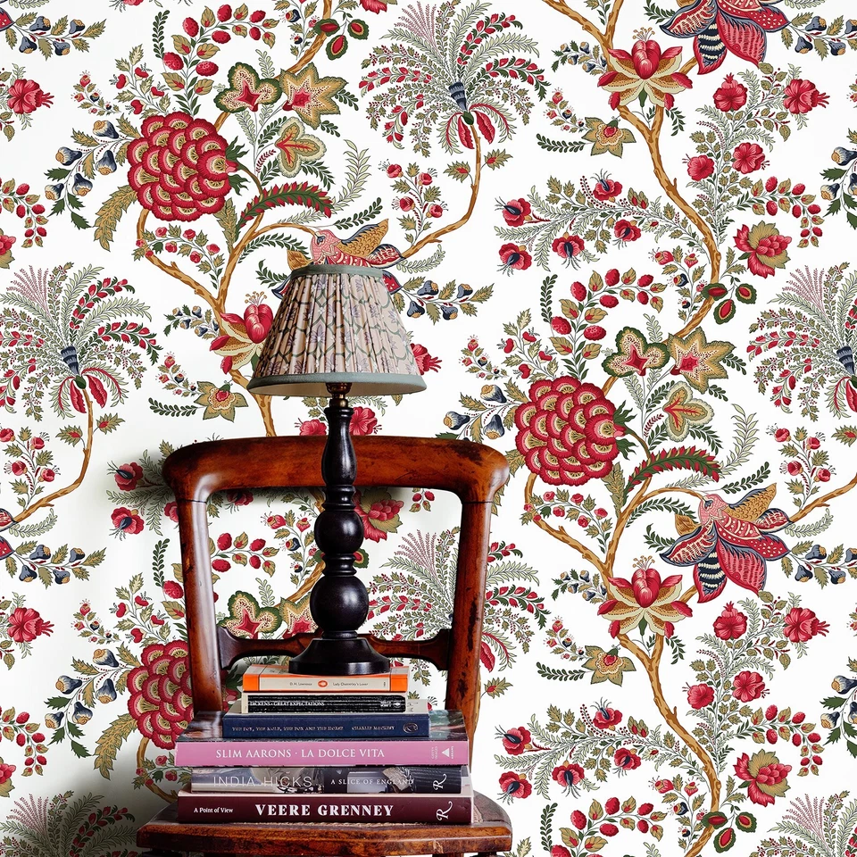 Jiffdiff Wallpaper Red Pomegranate Flower Sticker Self-Adhesive Vinyl PVC Decal - Image 4 of 4