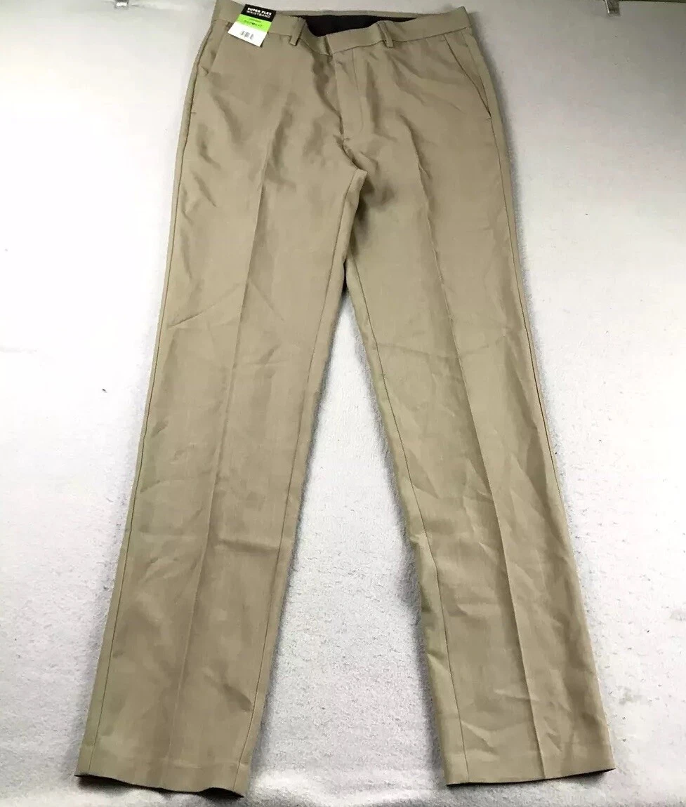 Kenneth Cole Reaction Pants Mens 32X34 Taupe Super Flex Waistband Straight NWT