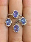 NATURAL TANZANITE 7X5 WHITE CZ STERLING SILVER 925 RING EARRING PENDENTS