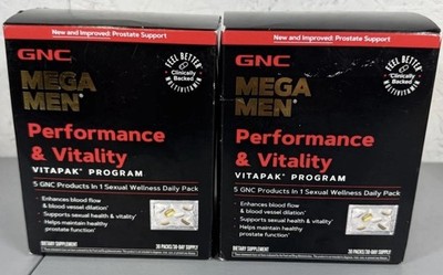 GNC Mega Men Performance and Vitality Vitapak Program 2 Pack 60 Total EXP 01/28!