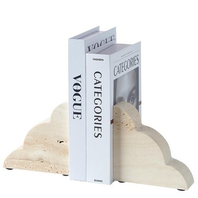 Solid Marble Bookends, Set of 2 - Heavy Duty Marble bookends with Non-Slip Ba...