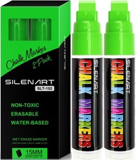 SILENART Thick Chalk Markers Green - 15mm Jumbo Tip Car Marker - Wide Window ...