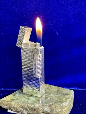 Dunhill Lighter Vintage Rollagas Silver Mint Condition Works 1 Year Warranty