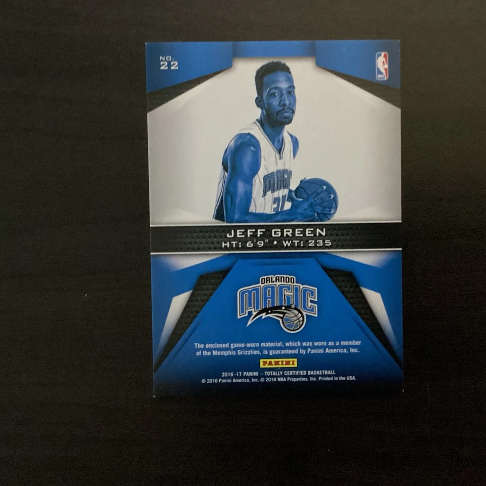 2016-17 Panini Totally Certified - Fabric of the Game  Jeff Green Gold /10 - Image 4 of 4