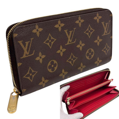 LOUIS VUITTON Zippy Wallet M41896 Monogram Canvas Brown Poppy Red
