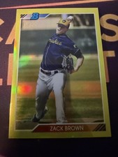 2020 Bowman Heritage - Chrome Prospects Zack Brown Yellow Refractor /75 Brewers