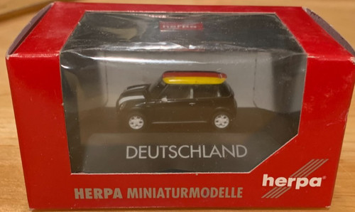 Raro Herpa #101462 HO 1/87 Mini Cooper S bandera alemana de Alemania en techo nuevo en caja | Zustand: New