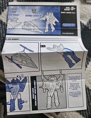 Transformers Universe Air Raid Windsheer Instruction Booklet Only Mint Rare 