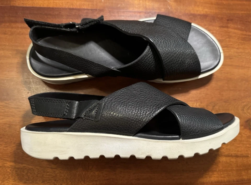 Sandalias para mujer ECCO Freja II de cuero con correa para el tobillo de cuero negro talla 11 Foto 4 de 4