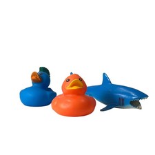 Rubber Duck Squeeze Toy Lot Blue Orange Bath Pool Toys
