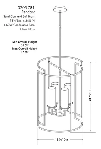 Minka Lavery 3205 Hillstone 4 Light 19"W Multi Light Pendant - Sand Coal / Soft - Picture 4 of 8