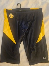 High School TYR Durafast Men’s Jammer Castaway Blue/Yellow Sz 32
