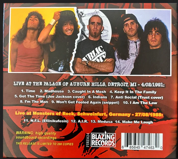 ANTHRAX Persistence Of Euphoria CD Limited Edition LIVE Import CD SEALED - Image 2 of 2