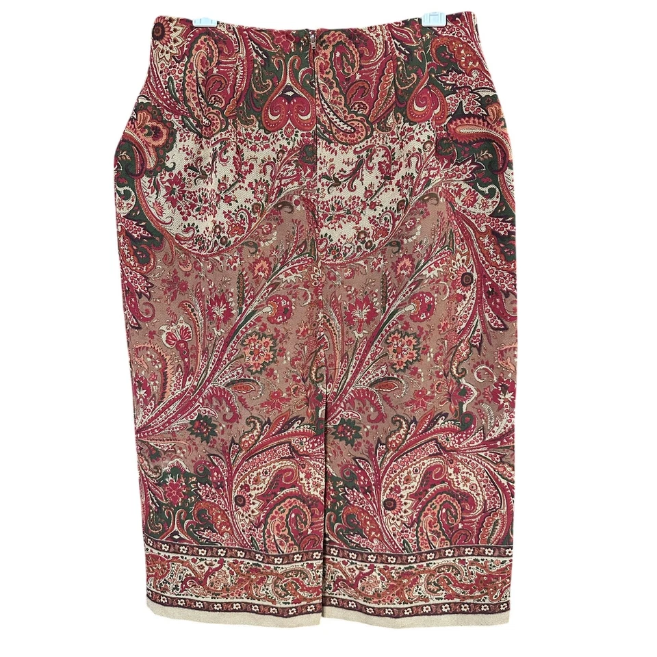 Falda vintage de cachemira floral para mujer midi dorada oxidada 12 P modesta madura oficina Foto 3 de 4