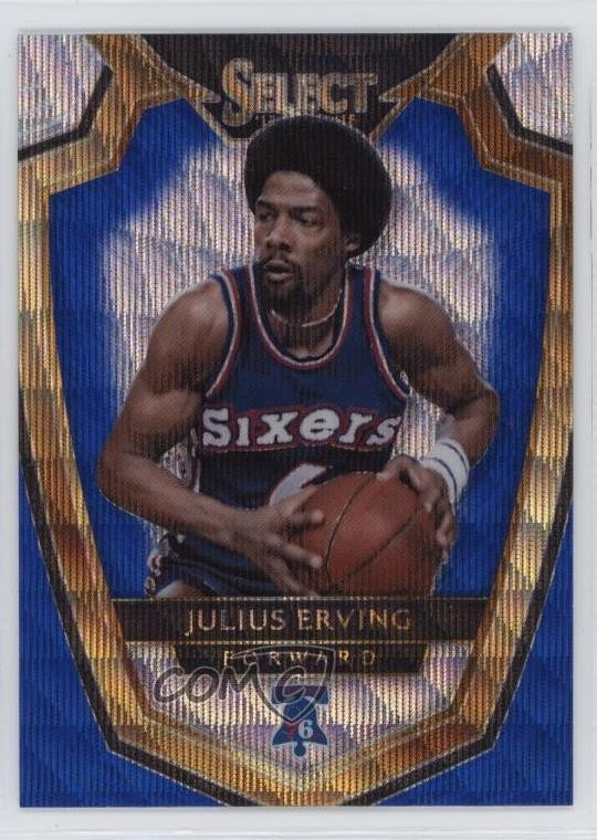 2014 Panini Select Premier Level Blue & Silver Prizm Julius Erving #166 HOF 0s55