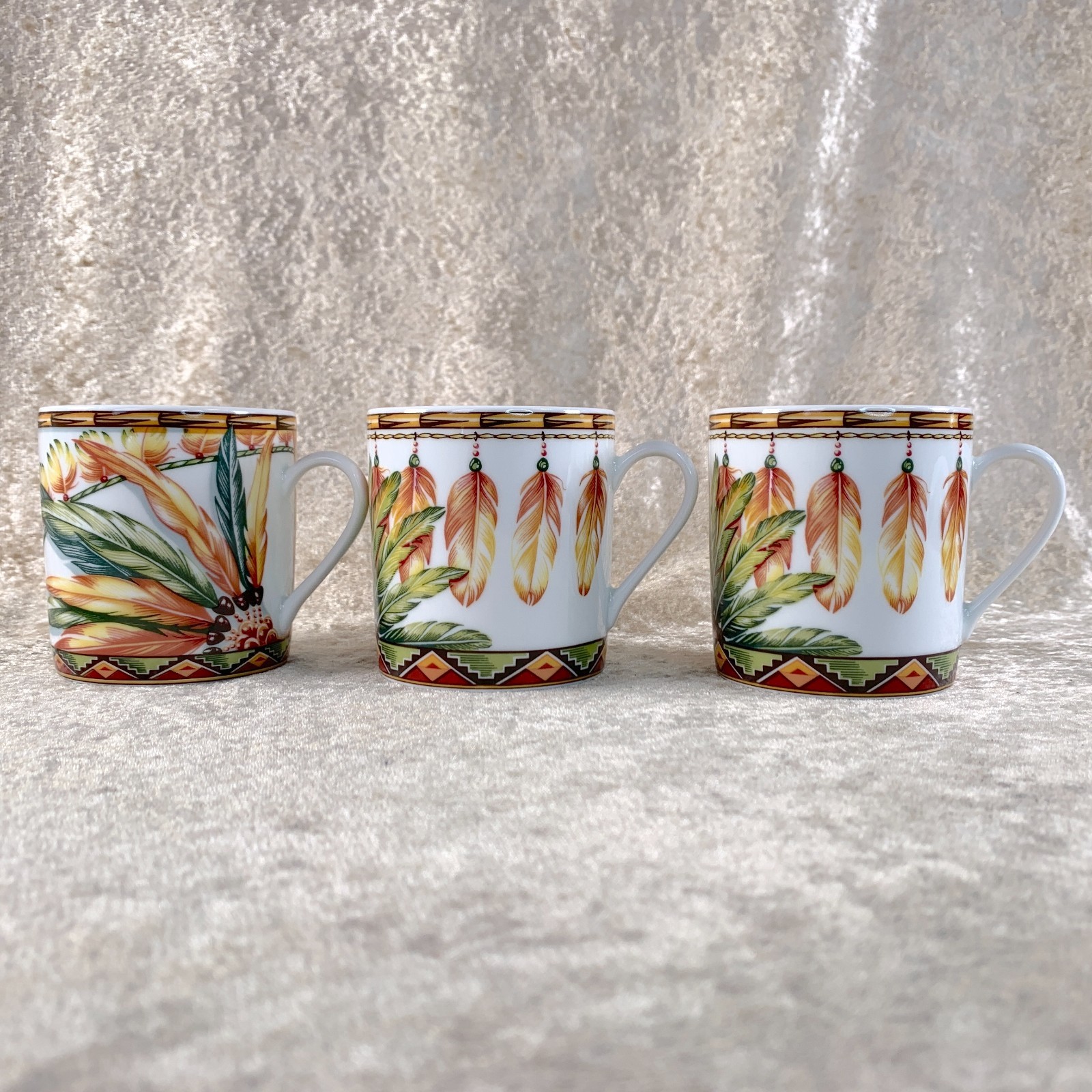 Hermes Paris Demitasse Cup & Saucer Patchwork Brazil Porcelain Tableware 3 Sets thumbnail 5