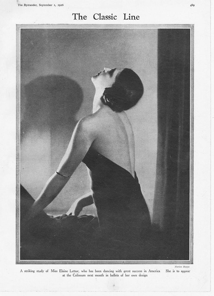 ELAINE LETTOR llamativa pose de la bailarina de ballet inglesa - impresión antigua 1926