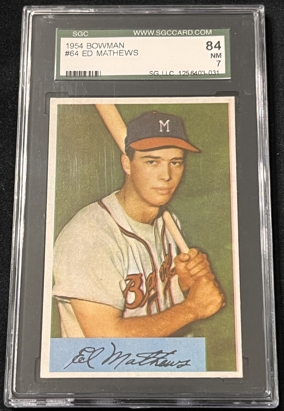1954 Bowman #64 Eddie Mathews SGC 7 NrMt 500 Home Run Club