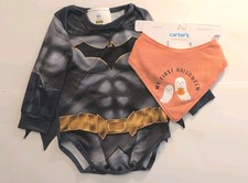 Batman Infant Halloween Costume DC Comics Suit w/Cape 6-12 Months Free Bib