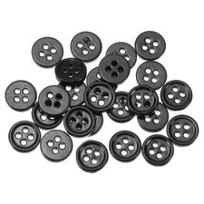 25 Pcs Natural Shell Button, 4 Hole 9mm Mother of Pearl Button, Black