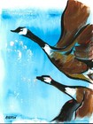 Atherton 9x12 Original Abstract loose Acrylic Painting "Pair of Geese 2" signed — photo 2