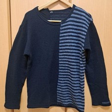 Yamamoto Japanese Designer Men's Knit Sweater Black Gray Angora Wool Medium Use