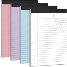 Legal Pads 5x8 College Ruled, 4 Pack, Micro-Perforated Note Pads for School & Of
