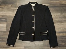 St. John Collection Santana Knit Jacket Gold Button Size 4 Wool