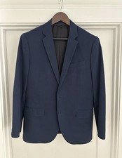 Men's Blue J. Crew Blue Cotton Suit 40S, Pants 32x30 actual size 32x28.5
