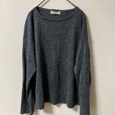 ICHI Antiquites Charcoal Gray Linen Pullover Sweater Free Size